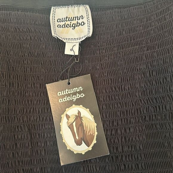 NWT Autumn Adeigbo Nevada Drop Waist Black Western Horse Print-M9 - Picture 8 of 8